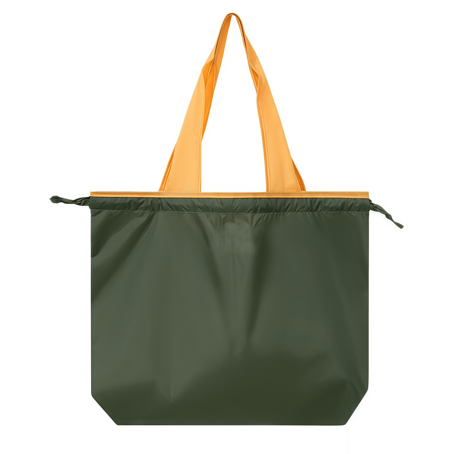 Foldable Reusable Shopping Tote Bag with Drawstring Closure, Water-Repellent Nylon