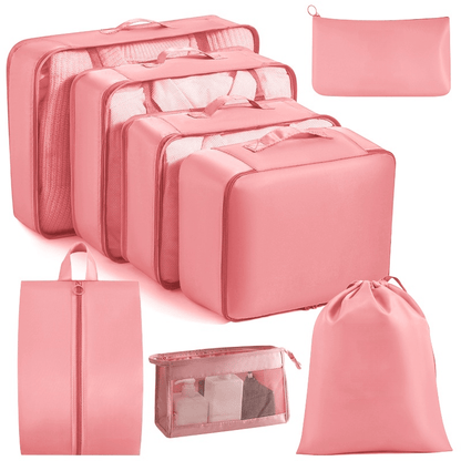 Water-Resistant Travel Packing Cubes Set - Luggage Organizers with Hanging Toiletry Bag & Shoe Pouches