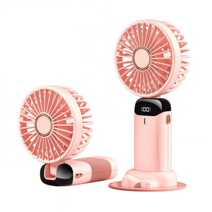 Portable Handheld Fan – 10000mAh USB-C Rechargeable Mini Fan with Smart LED Display, 5 Speeds, 90° Foldable Neck & Aroma Diffuser