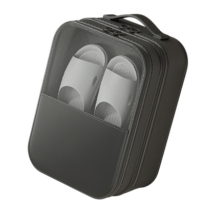 Dual-Layer Travel Shoe Organizer Bag - Water-Repellent Portable Packing Cube with Trolley Sleeve