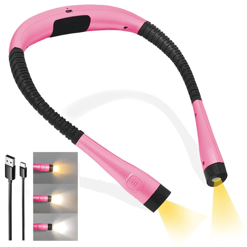 Rechargeable LED Neck Reading Light – 3 Color Modes, 3 Brightness Levels, Flexible Silicone Arms