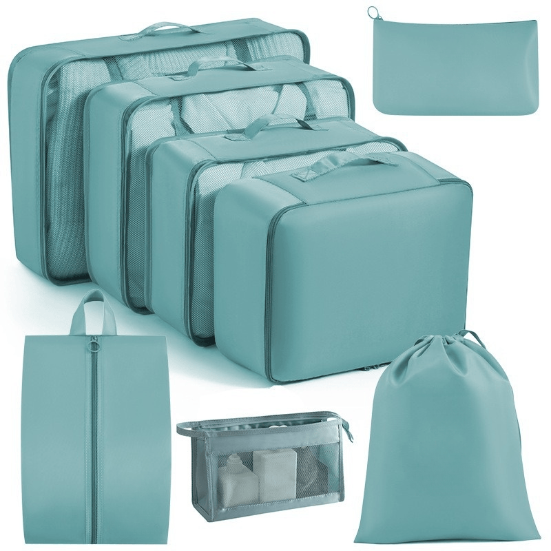 Water-Resistant Travel Packing Cubes Set - Luggage Organizers with Hanging Toiletry Bag & Shoe Pouches