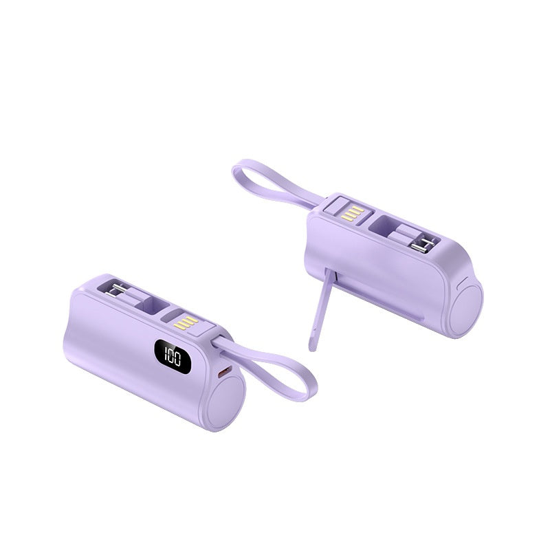 5000mAh Mini Portable Power Bank with Built-in Cables & Phone Stand