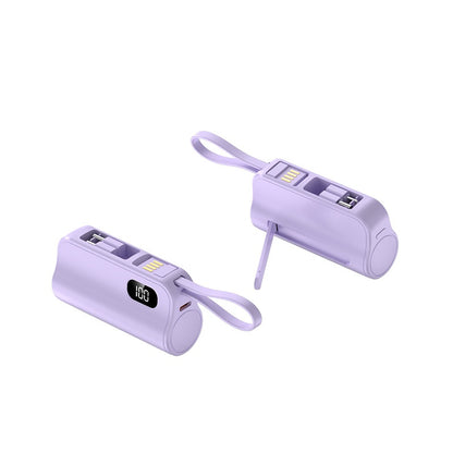 5000mAh Mini Portable Power Bank with Built-in Cables & Phone Stand