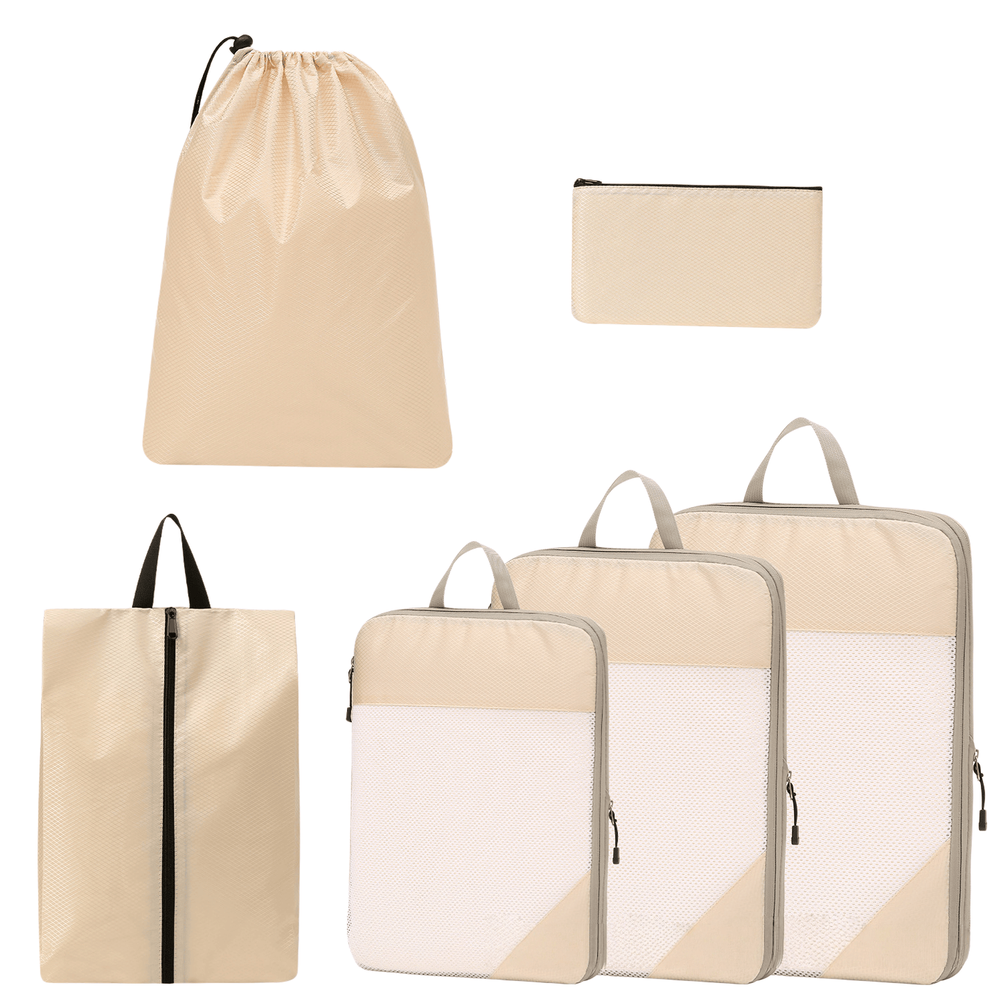 Compression Travel Packing Cubes & Organizer Set - Water-Resistant Ripstop Nylon