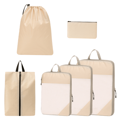 Compression Travel Packing Cubes & Organizer Set - Water-Resistant Ripstop Nylon