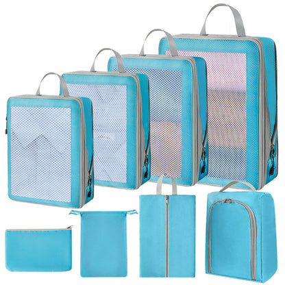 Compression Packing Cubes Set for Travel Luggage - Water-Repellent Organizers with Shoe Bags & Pouches