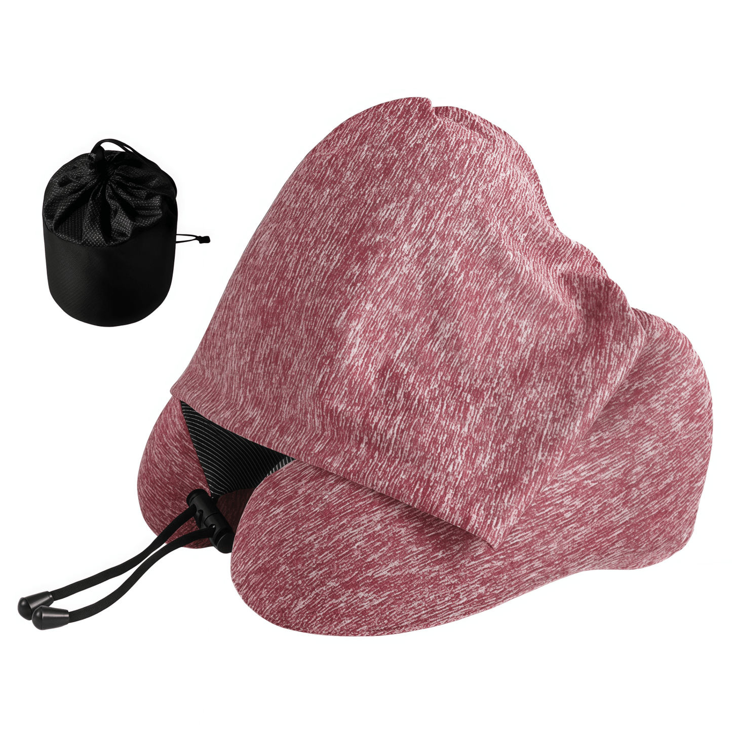 Ergonomic Memory Foam Travel Neck Pillow with Integrated Light-Blocking Hood & Compact Pouch