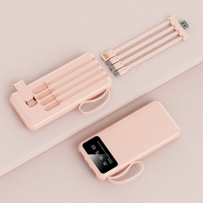 Portable Power Bank 10000mAh with Built-in Cables – 27W PD Fast Charging Travel Battery Pack with Digital LED Display