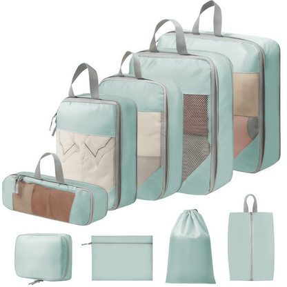 Travel Compression Packing Cubes Set - Water-Resistant Ripstop Luggage Organizers
