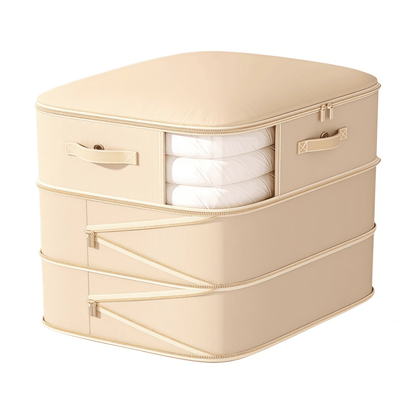 Multi-Layer Compressible Fabric Storage Bag with Air Valve and Window for Blankets Quilts, Multiple Sizes