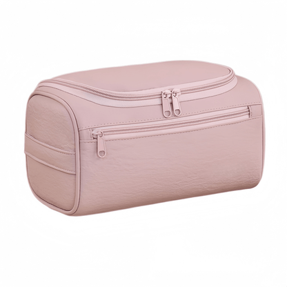 Large Capacity Hanging Toiletry Bag - Water-Resistant PU Leather Travel Organizer, 9.8" x 5.5" x 5.1"
