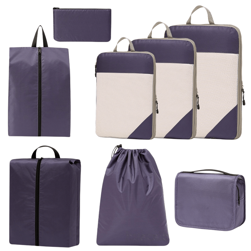 Compression Travel Packing Cubes & Organizer Set - Water-Resistant Ripstop Nylon