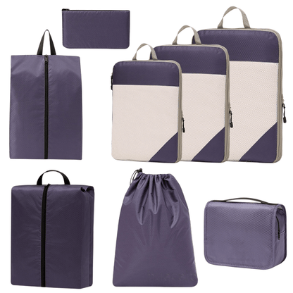 Compression Travel Packing Cubes & Organizer Set - Water-Resistant Ripstop Nylon
