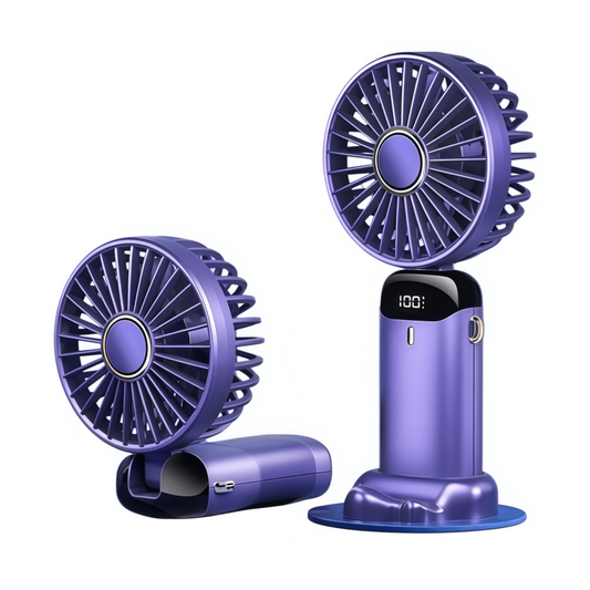 Portable Handheld Fan – 10000mAh USB-C Rechargeable Mini Fan with Smart LED Display, 5 Speeds, 90° Foldable Neck & Aroma Diffuser