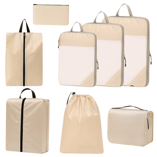 Compression Travel Packing Cubes & Organizer Set - Water-Resistant Ripstop Nylon