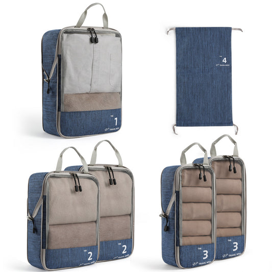 6-Piece Compression Packing Cubes Set for Travel, Lightweight Luggage Organizer Bags