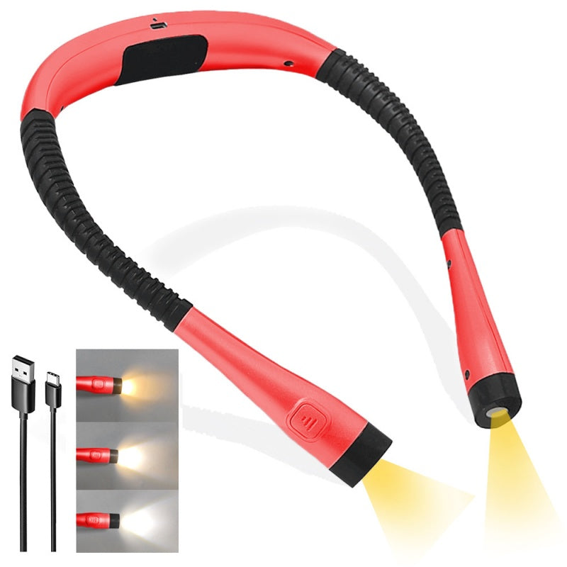 Rechargeable LED Neck Reading Light – 3 Color Modes, 3 Brightness Levels, Flexible Silicone Arms