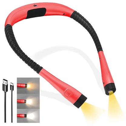 Rechargeable LED Neck Reading Light – 3 Color Modes, 3 Brightness Levels, Flexible Silicone Arms