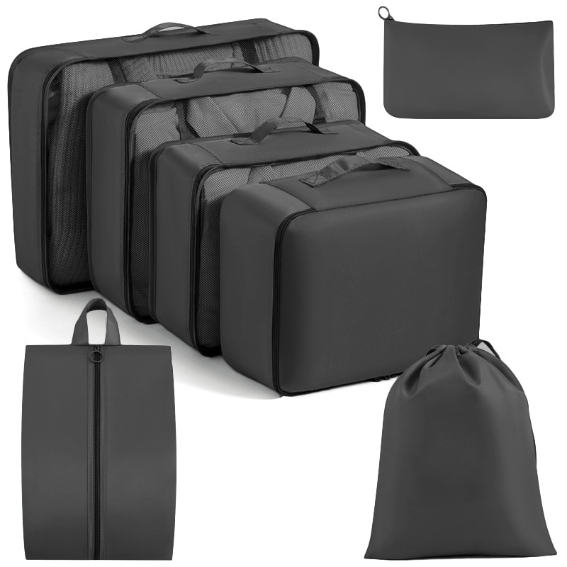 Water-Resistant Travel Packing Cubes Set - Luggage Organizers with Hanging Toiletry Bag & Shoe Pouches