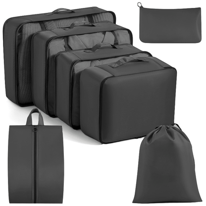 Water-Resistant Travel Packing Cubes Set - Luggage Organizers with Hanging Toiletry Bag & Shoe Pouches