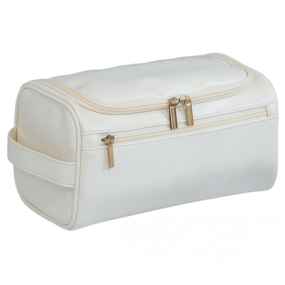 Large Capacity Hanging Toiletry Bag - Water-Resistant PU Leather Travel Organizer, 9.8" x 5.5" x 5.1"