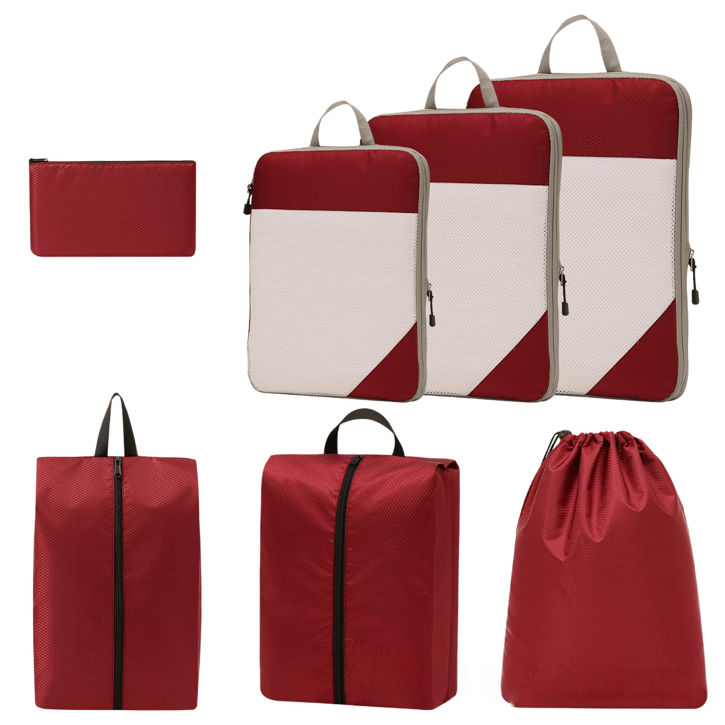 Compression Travel Packing Cubes & Organizer Set - Water-Resistant Ripstop Nylon