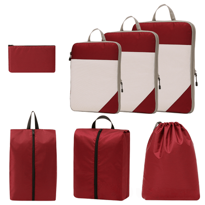 Compression Travel Packing Cubes & Organizer Set - Water-Resistant Ripstop Nylon