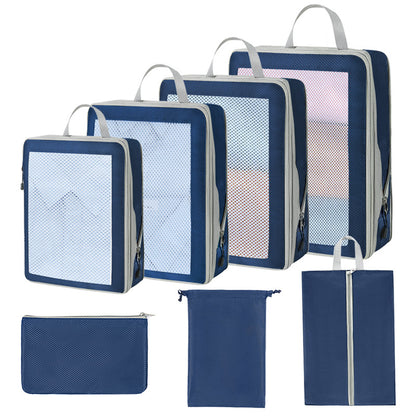 Compression Packing Cubes Set for Travel Luggage - Water-Repellent Organizers with Shoe Bags & Pouches