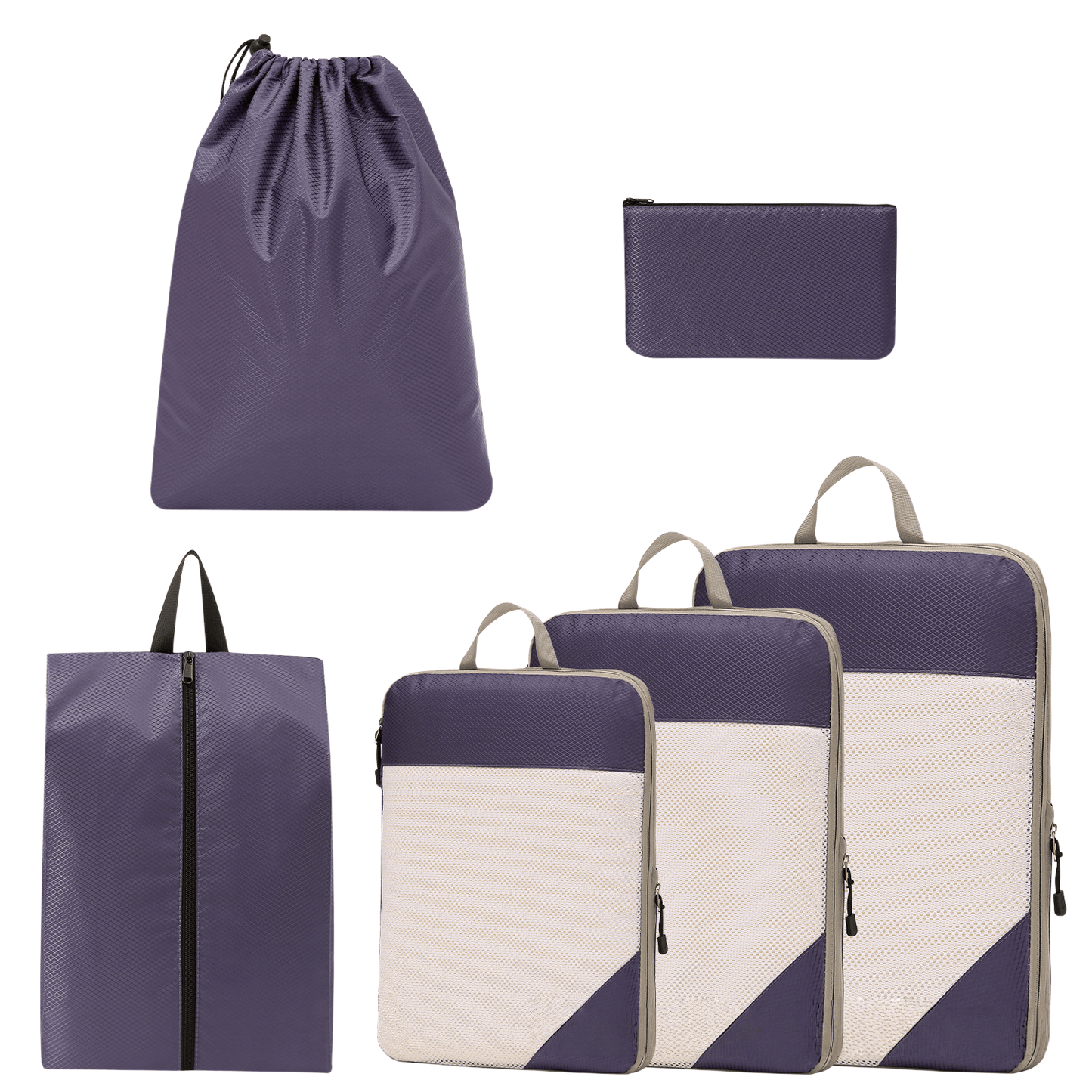 Compression Travel Packing Cubes & Organizer Set - Water-Resistant Ripstop Nylon
