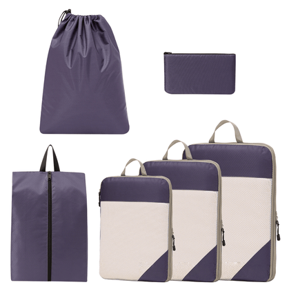 Compression Travel Packing Cubes & Organizer Set - Water-Resistant Ripstop Nylon