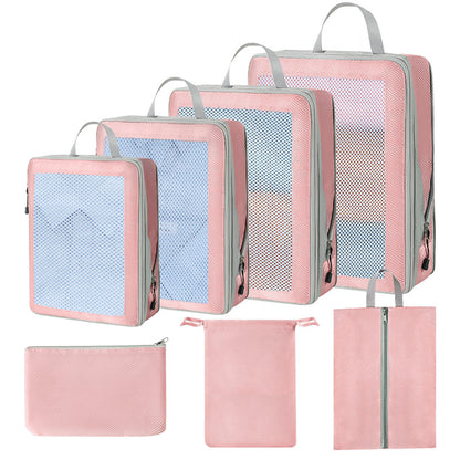 Compression Packing Cubes Set for Travel Luggage - Water-Repellent Organizers with Shoe Bags & Pouches