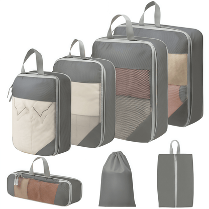 Travel Compression Packing Cubes Set - Water-Resistant Ripstop Luggage Organizers