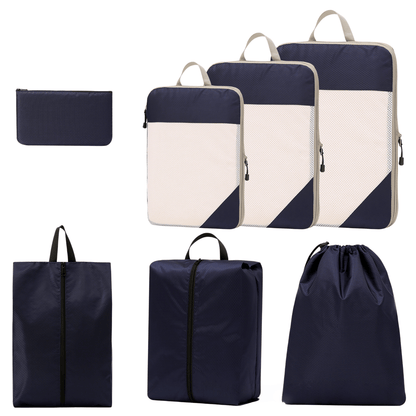 Compression Travel Packing Cubes & Organizer Set - Water-Resistant Ripstop Nylon