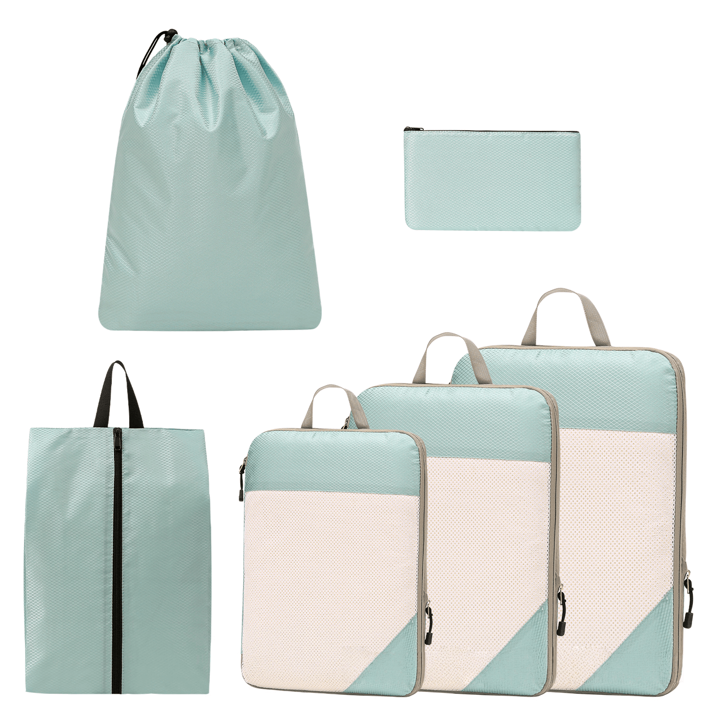 Compression Travel Packing Cubes & Organizer Set - Water-Resistant Ripstop Nylon