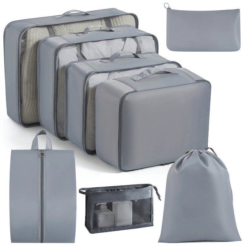 Water-Resistant Travel Packing Cubes Set - Luggage Organizers with Hanging Toiletry Bag & Shoe Pouches