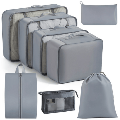 Water-Resistant Travel Packing Cubes Set - Luggage Organizers with Hanging Toiletry Bag & Shoe Pouches