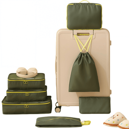 7-Piece Travel Packing Cube Set - Lightweight Luggage Organizer Bags - Green
