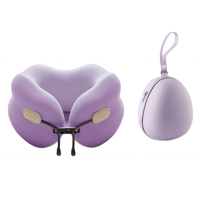 Ergonomic Memory Foam Travel Neck Pillow with Breathable Cooling Cover & Compact Storage Case
