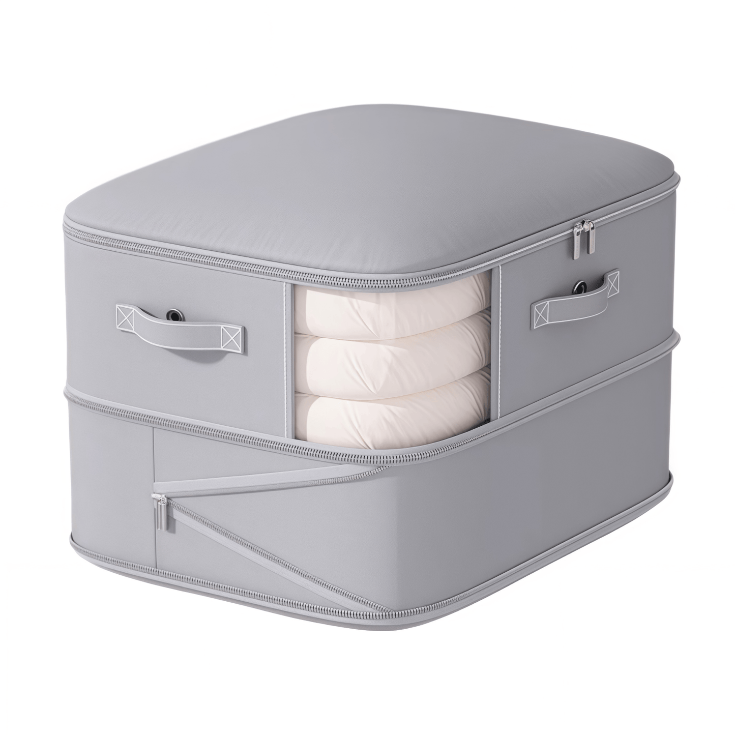 Multi-Layer Compressible Fabric Storage Bag with Air Valve and Window for Blankets Quilts, Multiple Sizes