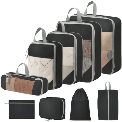 Travel Compression Packing Cubes Set - Water-Resistant Ripstop Luggage Organizers