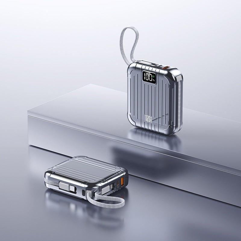 120W Fast Charging Power Bank with Built-in Cables & Digital LED Display - Portable Charger for iPhone, Type-C Devices