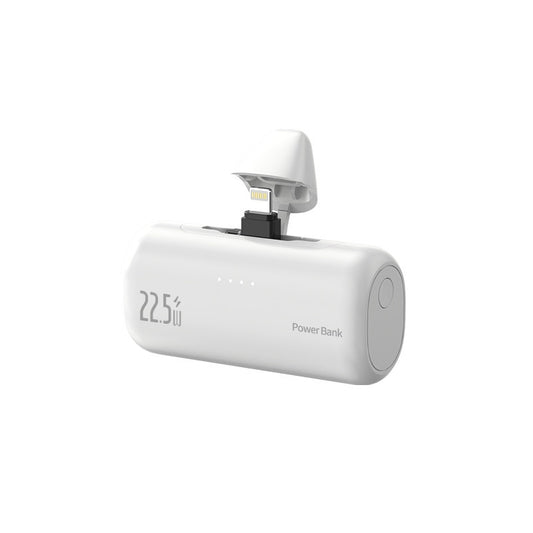 22.5W Ultra-Compact Mini Power Bank with Built-in Lightning & USB-C Connectors