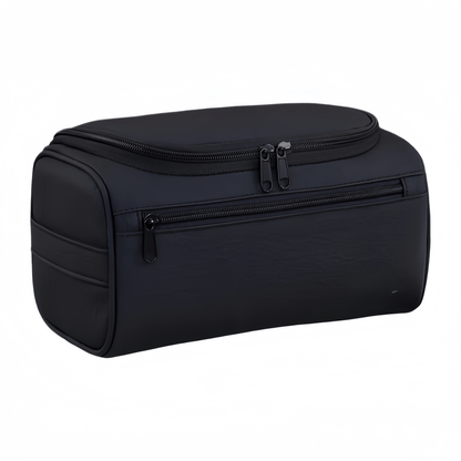 Large Capacity Hanging Toiletry Bag - Water-Resistant PU Leather Travel Organizer, 9.8" x 5.5" x 5.1"