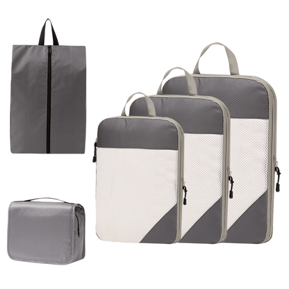 Compression Travel Packing Cubes & Organizer Set - Water-Resistant Ripstop Nylon