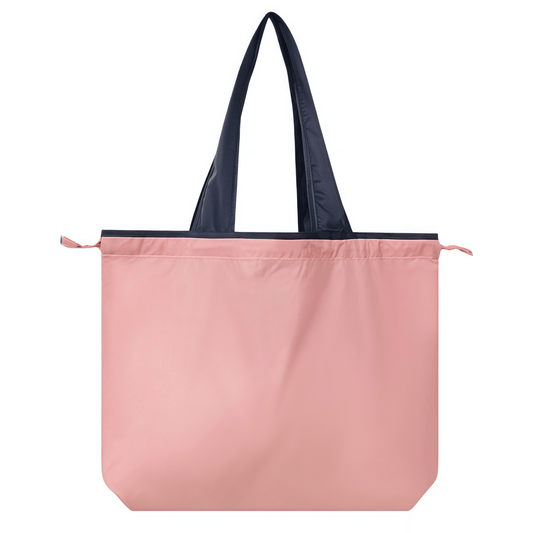 Foldable Reusable Shopping Tote Bag with Drawstring Closure, Water-Repellent Nylon