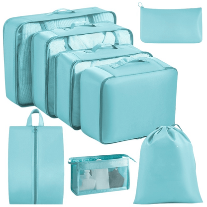 Water-Resistant Travel Packing Cubes Set - Luggage Organizers with Hanging Toiletry Bag & Shoe Pouches