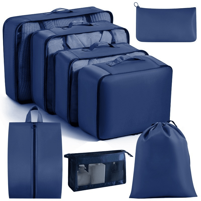 Water-Resistant Travel Packing Cubes Set - Luggage Organizers with Hanging Toiletry Bag & Shoe Pouches