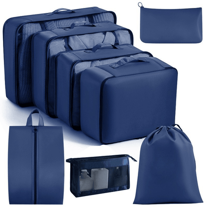Water-Resistant Travel Packing Cubes Set - Luggage Organizers with Hanging Toiletry Bag & Shoe Pouches