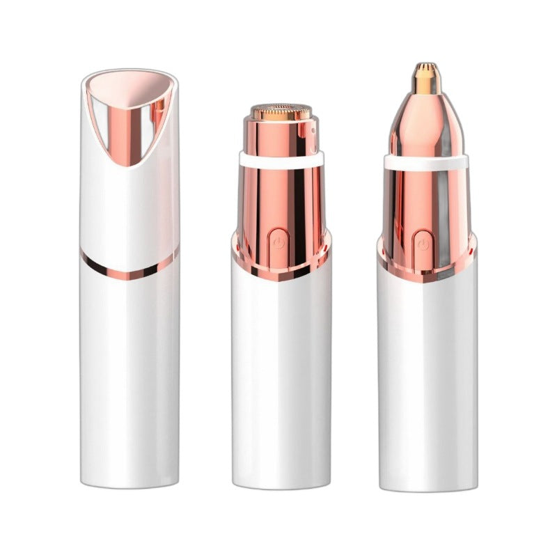Rechargeable 2-in-1 Facial Hair Remover and Eyebrow Trimmer for Women, 18K Gold Plated, Type-C, Rose Gold